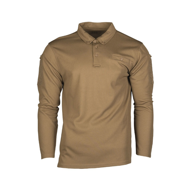 Футболка Поло тактична з довгим рукавом Tactical Long Sleeve Polo Shirt Quick Dry 3XL DARK COYOTE - зображення 1