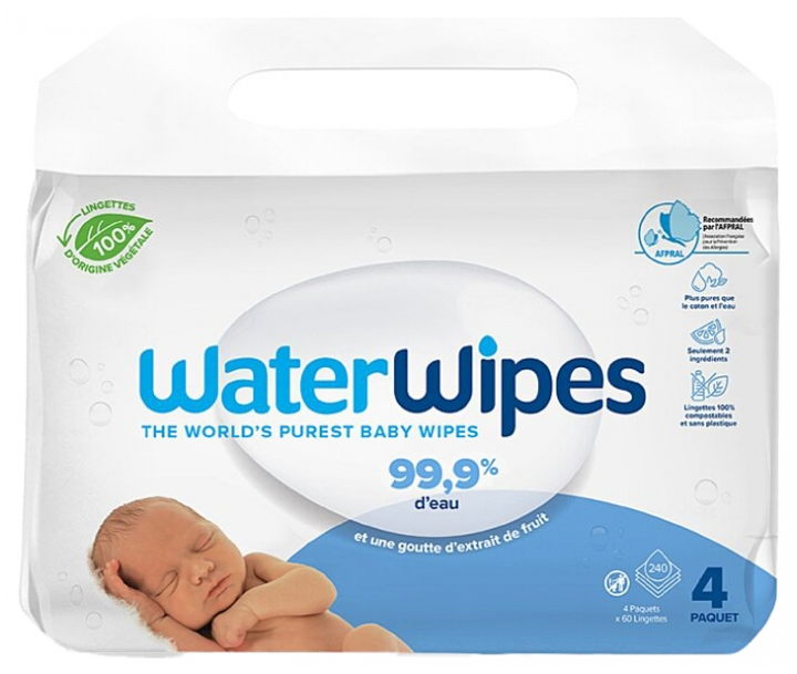 Zestaw chusteczek nawilżanych WaterWipes Soapberry BIO dla dzieci 4 x 60 szt (5099514400135) - obraz 1