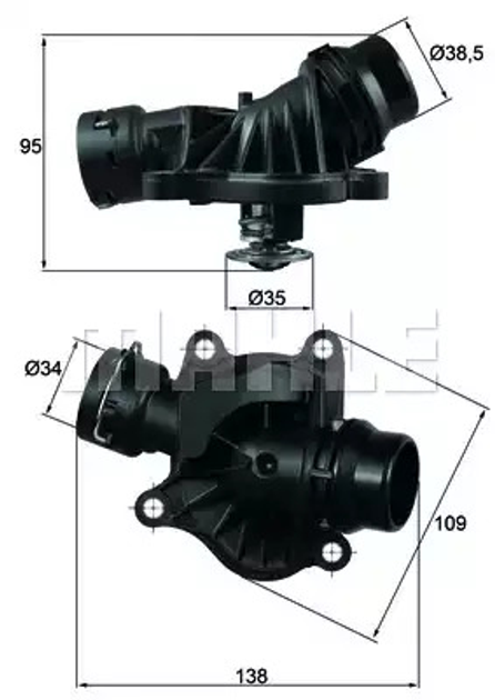 Термостат Behr BMW 1(E87, E87N)3(E46,E93,E92,E90)5(E60,E61)6(E64,E63)7(E65, E66), MAHLE/KNECHT (TI23488) - изображение 1