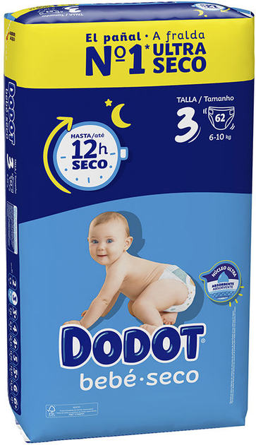 Pieluszki Dodot Etapas Rozmiar 3 6-10 kg 62 szt (8006540618820) - obraz 1