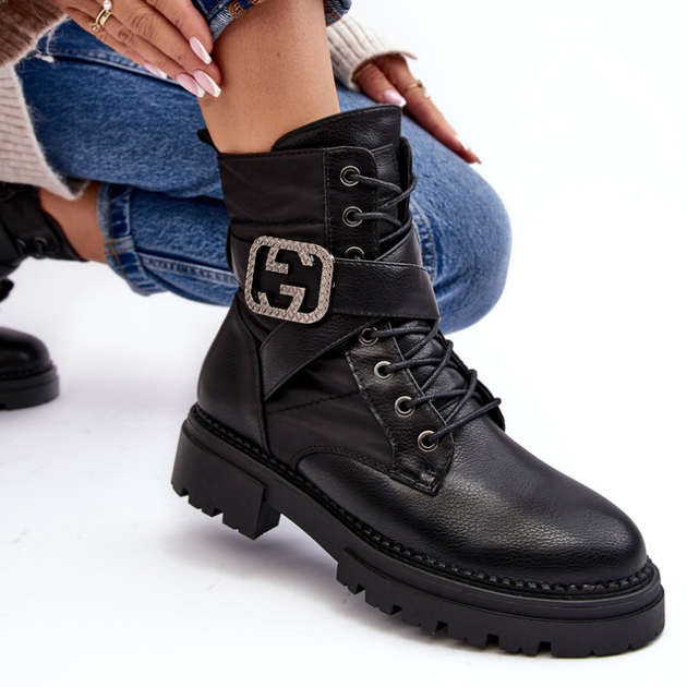 Жіночі зимові черевики Gennee 36 Чорні (5905677890099) - зображення 2