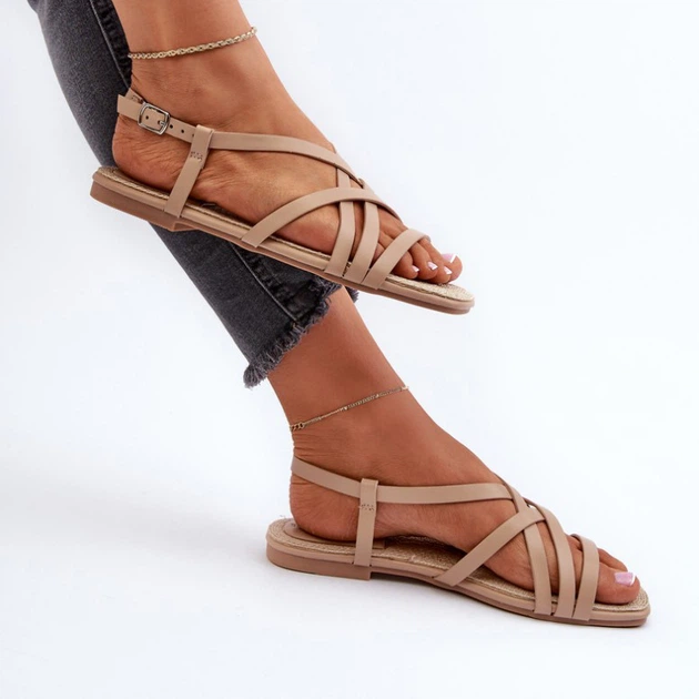 Sandały damskie na niskim obcasie Big Star NN274012 41 Beżowe (5900714756710) - obraz 4