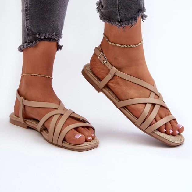 Sandały damskie na niskim obcasie Big Star NN274012 41 Beżowe (5900714756710) - obraz 8