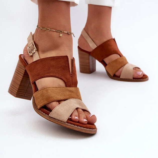 Sandały damskie na słupku Qutima 36 Brązowe (5905677182903) - obraz 5