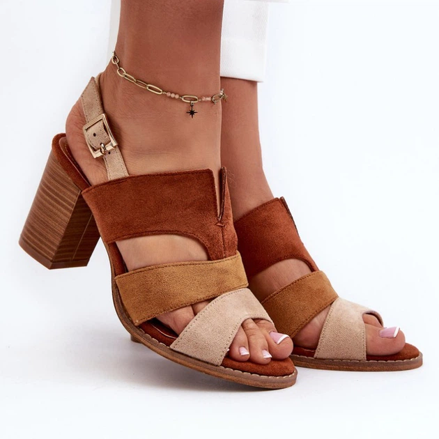 Sandały damskie na słupku Qutima 39 Brązowe (5905677182934) - obraz 4