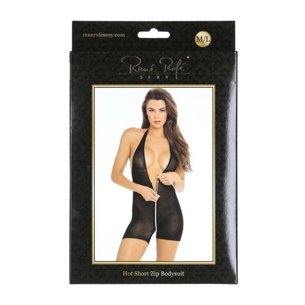 Боди на молнии с глубоким декольте и открытой спиной черного цвета Rene Rofe Lingerie Hot Short Zip Bodysuit Black размеры S M - Фото 3 Боди на молнии с глубоким декольте и открытой спиной черного цвета Rene Rofe Lingerie Hot Short Zip Bodysuit Black размеры S M - изображение 3