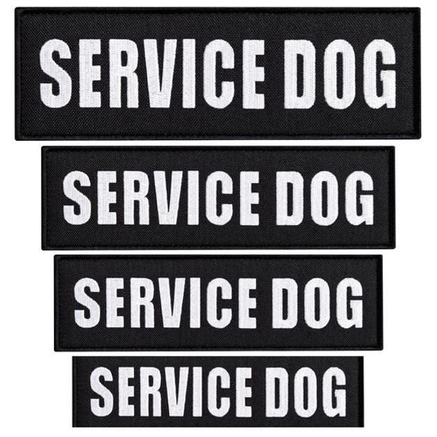 Набор шевронов 4 шт с липучкой Service Dog для служебных собак, кинологов, кинологическая служба, нашивка, вышитый патч - изображение 1