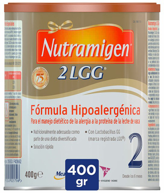 Mleko w proszku Nutramigen 2 LGG Hypoalergiczna formuła 400 g (8712045025796) - obraz 1