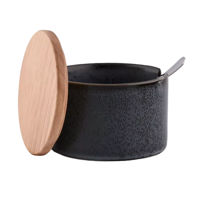 Цукорниця з ложкою Duka Warewood з графітової порцеляни (5901912189713) - зображення 3