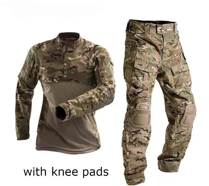 Тактический демисезонный военный коcтюм форма рубашка с длинным рукавом, штаны+наколенники р.S - изображение 1