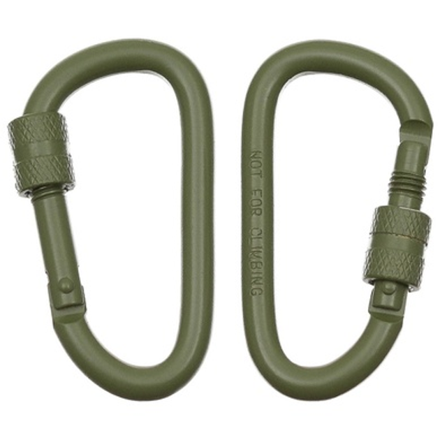 Карабіни алюмінієві MFH Carabiner 6 мм x 6 см Olive - зображення 1