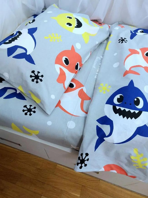 Комплект постельного белья "BABY SHARK (Малыш Акула), ранфорс Lux Турция" Подростковый 