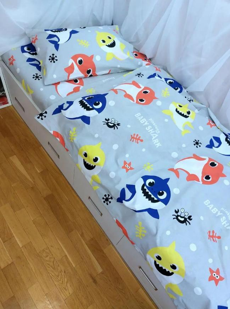 Комплект постельного белья "BABY SHARK (Малыш Акула), ранфорс Lux Турция" Подростковый 