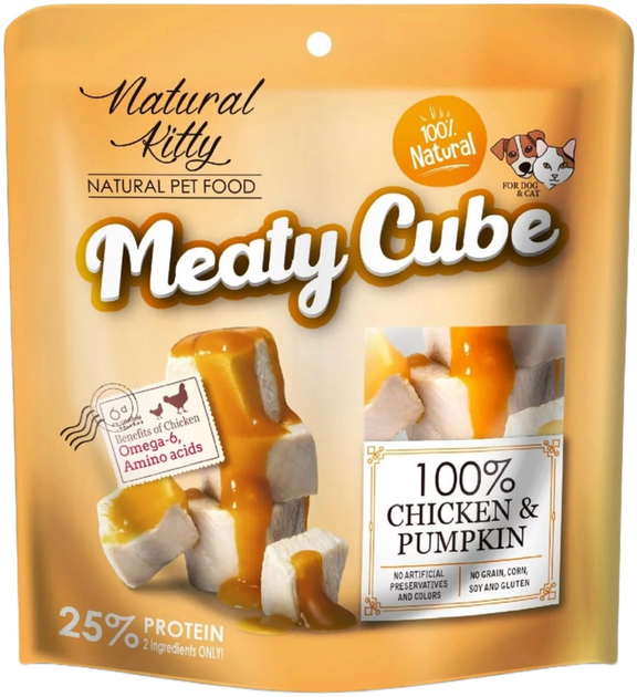 Ласощі для кішок та собак Natural Kitty Meaty Cube з куркою 60 г (4712937601729) - зображення 1