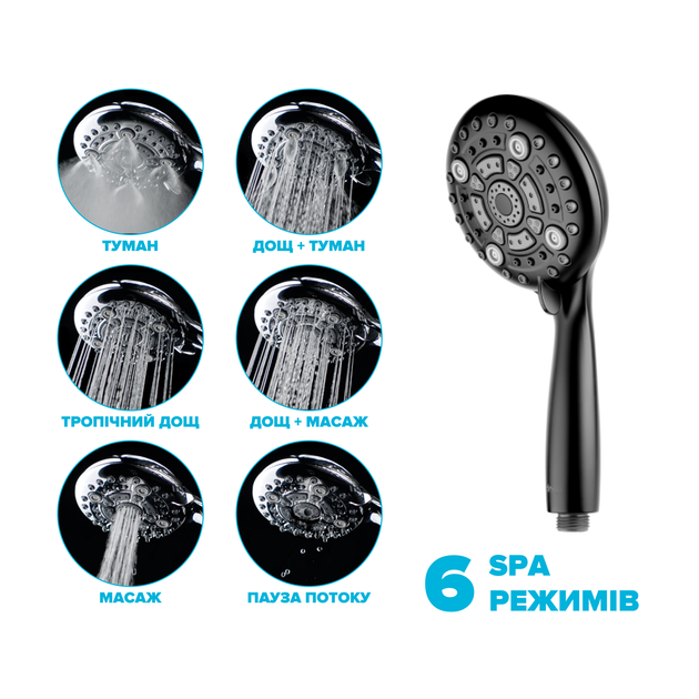 Водосберегающая душевая лейка DROP SPA6F-MULTI120B "Туман" с 6 SPA ...