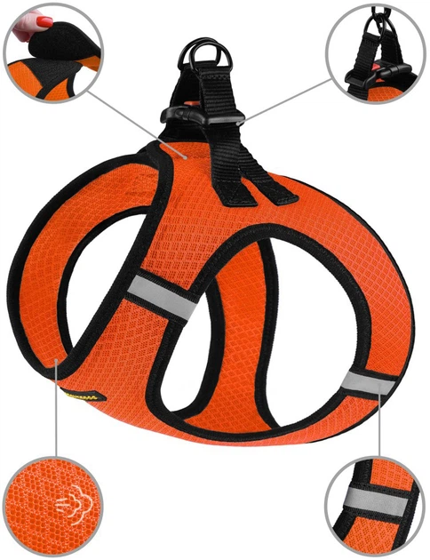 Шлея для собак Barksi Mesh Vest XS обхват шеи - 29 см, обхват груди - 34 см Оранжевая (83304) (2007033026517) - изображение 2