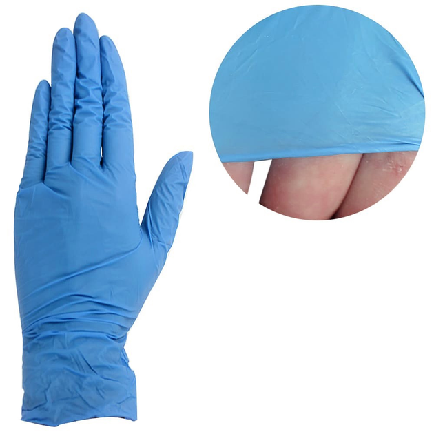Перчатки UNEX нитриловые без талька голубые размер L 100 шт (220009702L) (0098638) - изображение 1