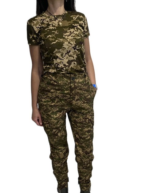 Жіноча військова тактична футболка XS піксель - зображення 1
