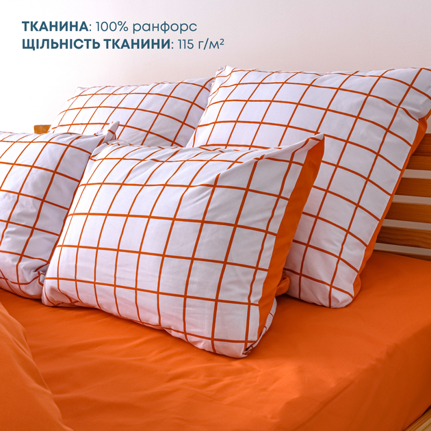 Комплект постельного белья ТЕП полуторный 150x215 см Happy Sleep Terracotta Check Ранфорс (2-03794_25229) - изображение 8