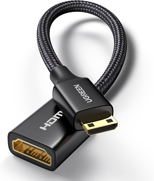 Кабель Ugreen Mini HDMI штекер to HDMI 2.0 разъем 4K 60Hz 25CM Black ...