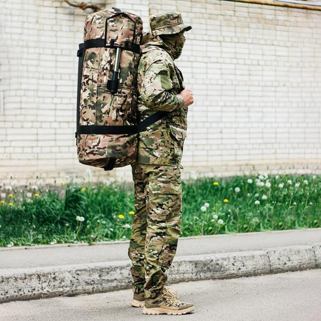 Універсальна сумка баул військова, армійський баул мультикам Оксфорд 100 л тактичний баул-рюкзак - зображення 1