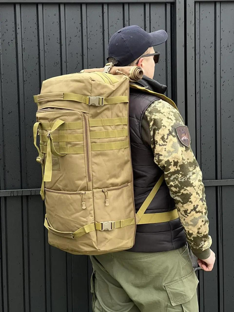 Универсальная сумка баул военная, армейский баул койот 65л тактический баул-рюкзак - изображение 1
