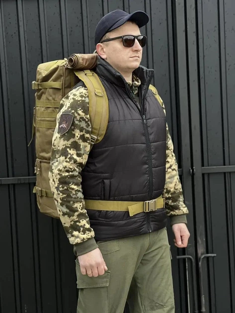 Універсальна сумка баул військова, армійський баул койот 65л тактичний баул-рюкзак - Фото 3 Універсальна сумка баул військова, армійський баул койот 65л тактичний баул-рюкзак - зображення 3