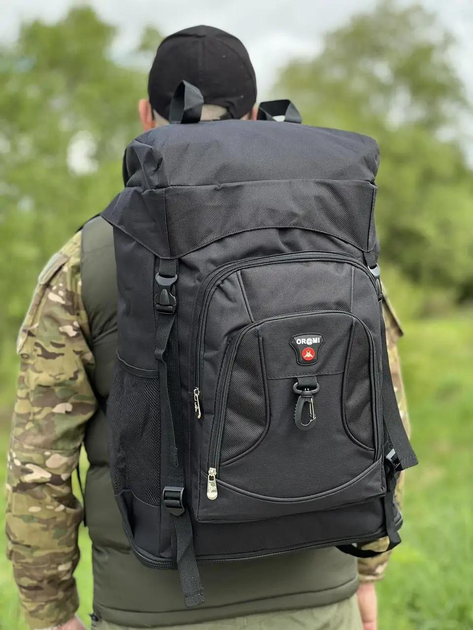 Универсальная военная сумка, армейская сумка вместительная 55л тактический туристический рюкзак Черный - изображение 1
