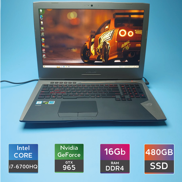 Ноутбук Asus ROG G752VL (i7-6700HQ/RAM 16GB DDR4/SSD 480GB/GTX 965M) Б/В (6636) - Фото 1 Ноутбук Asus ROG G752VL (i7-6700HQ/RAM 16GB DDR4/SSD 480GB/GTX 965M) Б/В (6636) - зображення 1