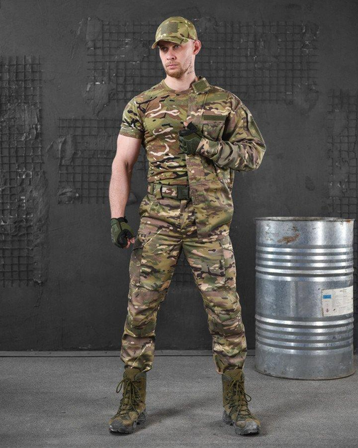 Тактичний військовий польовий костюм Defender ( Кітель + Футболка + Штани ), Камуфляж: Мультикам, Розмір: XXXL - зображення 1