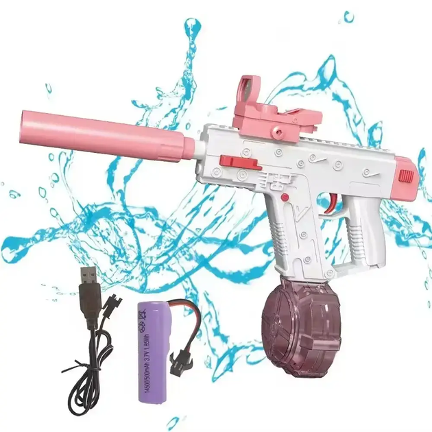 Водяной пистолет электрический аккумуляторный Water Gun Vector Розовый - Фото 2 Водяной пистолет электрический аккумуляторный Water Gun Vector Розовый - изображение 2