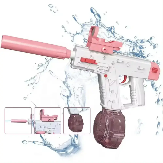 Водяной пистолет электрический аккумуляторный Water Gun Vector Розовый - Фото 3 Водяной пистолет электрический аккумуляторный Water Gun Vector Розовый - изображение 3