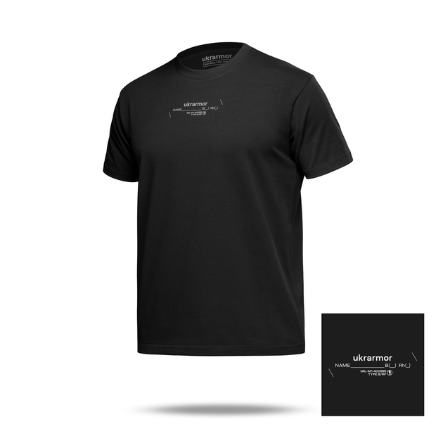 Футболка Basic Military T-Shirt с авторским принтом NAME. Черная. Размер M - изображение 1