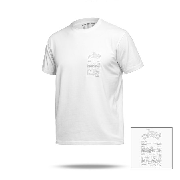 Футболка Basic Military T-Shirt. HMMWV. Cotton, белый с принтом. Размер S - изображение 1
