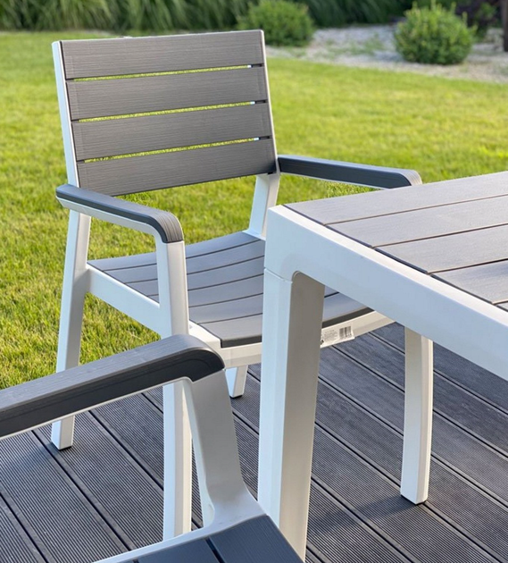 Стілець пластиковий садовий Keter Harmony Armchair 236052 сірий/білий - Фото 6 Стілець пластиковий садовий Keter Harmony Armchair 236052 сірий/білий - зображення 6