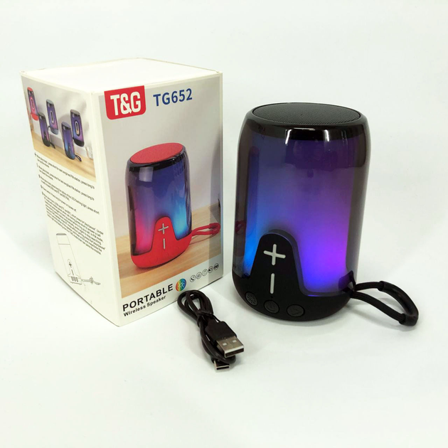 Портативна колонка TG652 5W з RGB підсвічуванням та ремінцем, акумуляторна колонка для музики. Колір: чорний(ws53622-2)(WB) - Фото 5 Портативна колонка TG652 5W з RGB підсвічуванням та ремінцем, акумуляторна колонка для музики. Колір: чорний(ws53622-2)(WB) - зображення 5