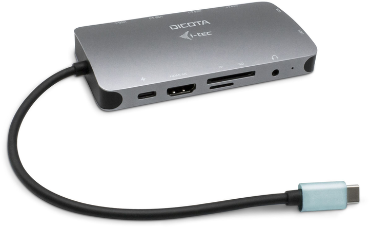 Док-станція Dicota USB-C Portable 10-in-1 HDMI/PD 100W Grey (7640186417204) - зображення 1