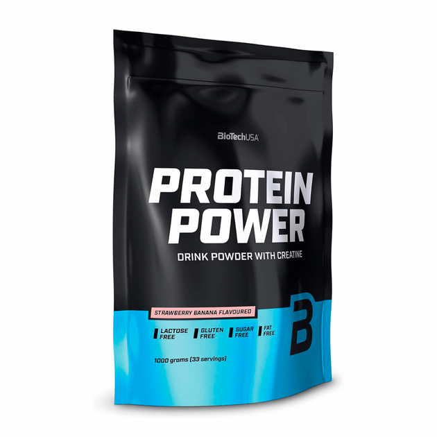 Протеїн комплексний BiotechUSA Protein Power, 1000 г., Полуниця-банан - Фото 1 Протеїн комплексний BiotechUSA Protein Power, 1000 г., Полуниця-банан - зображення 1