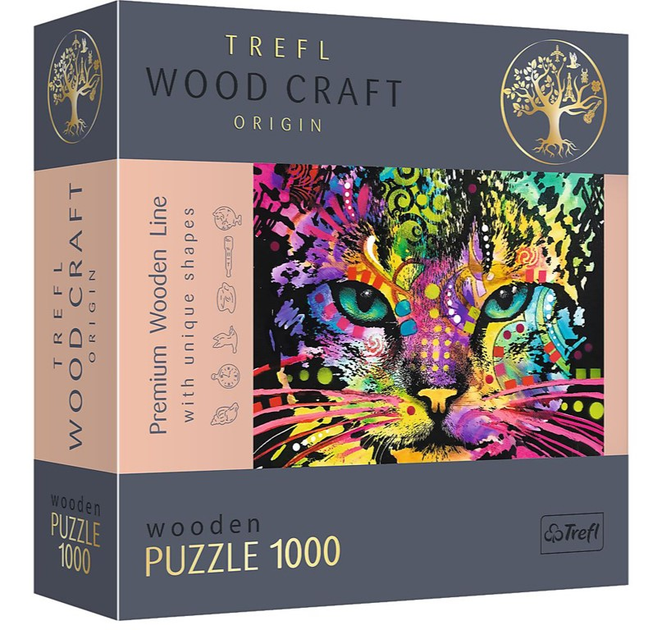 Puzzle drewniane Trefl Kolorowy kot 51.9 x 37.5 cm 1000 elementów (5900511201482) - obraz 1