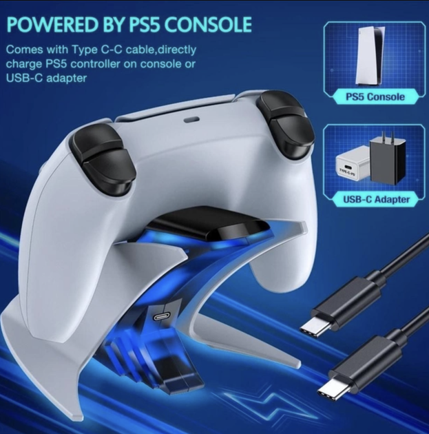 Зарядка для джойстика PS5 Dobe Станція PlayStation 5 PS 5 DualSense Білий - зображення 3