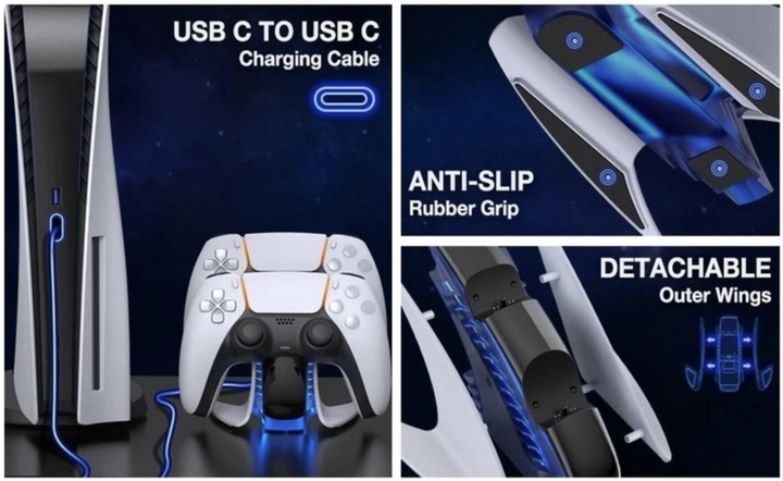 Зарядка для джойстика PS5 Dobe Станція PlayStation 5 PS 5 DualSense Білий - зображення 8
