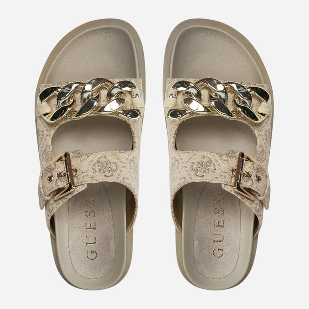 Жіночі шльопанці Guess gssfljfatfal03gold 41 Золотисті (7626101667664) - зображення 4