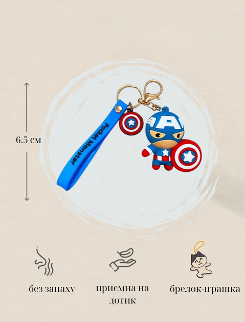 Брелок Капитан америка Мстители Marvel Super Heroes The Avengers для ключей рюкзака 6 см - Фото 3 Брелок Капитан америка Мстители Marvel Super Heroes The Avengers для ключей рюкзака 6 см - изображение 3