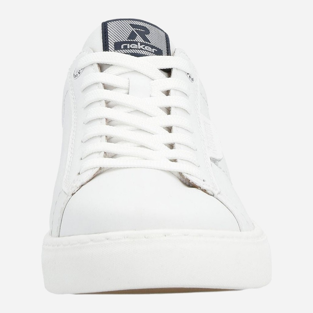 Sneakersy męskie skórzane do kostki RIEKER revu0704-80 42 Białe (4061811779406) - obraz 5