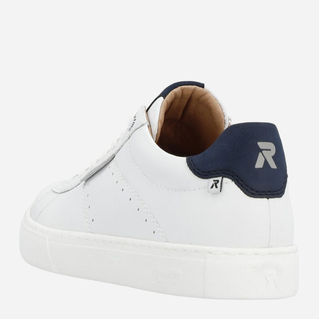 Sneakersy męskie skórzane do kostki RIEKER revu0704-80 44 Białe (4061811779420) - obraz 4