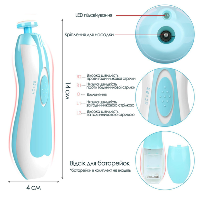 Маникюрный набор для детей NAIL TRIMMER XL-667 Триммер для малышей голубой - изображение 3