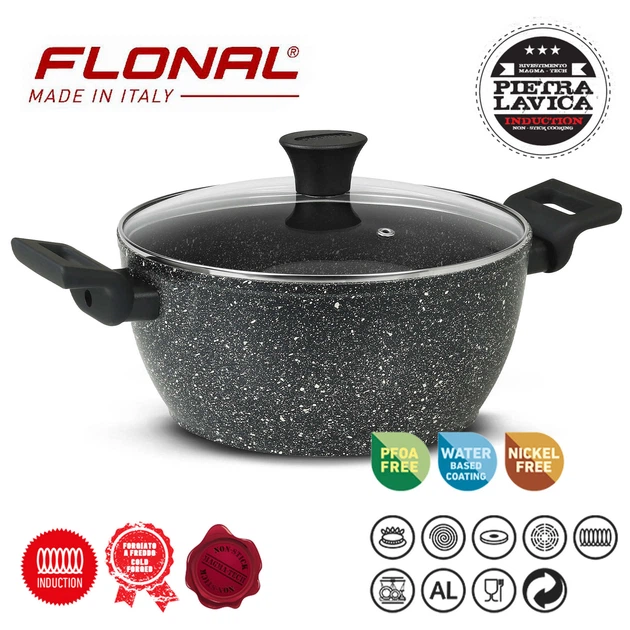 Flonal Pietra LAVICA 32cm Aluminum Non-Stick Frying Pan - Stone Effect, Magma-Tech Coating
