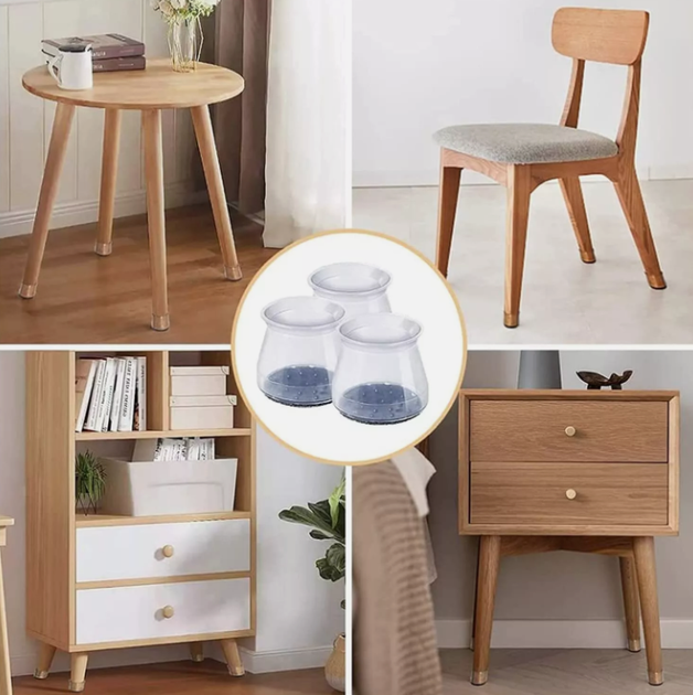 Силіконові накладки на ніжки меблів 4 штуки Pads Furniture Table Gray - Фото 2 Силіконові накладки на ніжки меблів 4 штуки Pads Furniture Table Gray - изображение 2