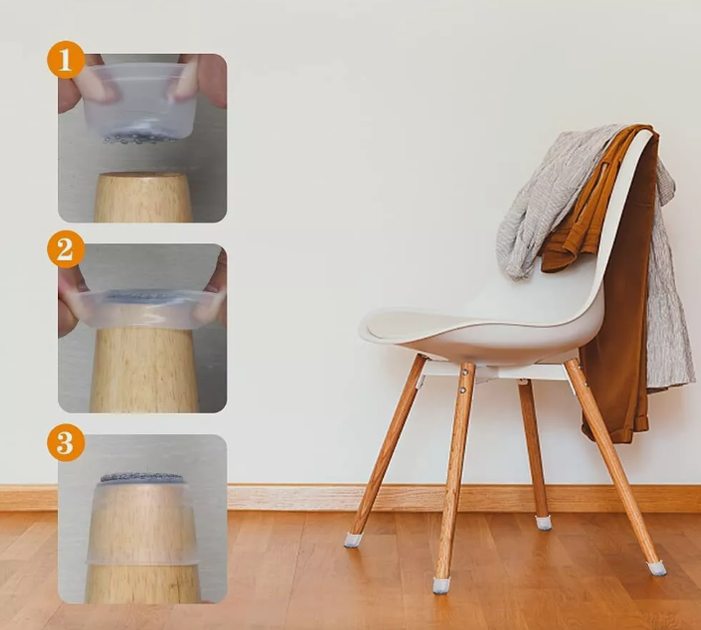 Силіконові накладки на ніжки меблів 4 штуки Pads Furniture Table Gray - Фото 4 Силіконові накладки на ніжки меблів 4 штуки Pads Furniture Table Gray - изображение 4