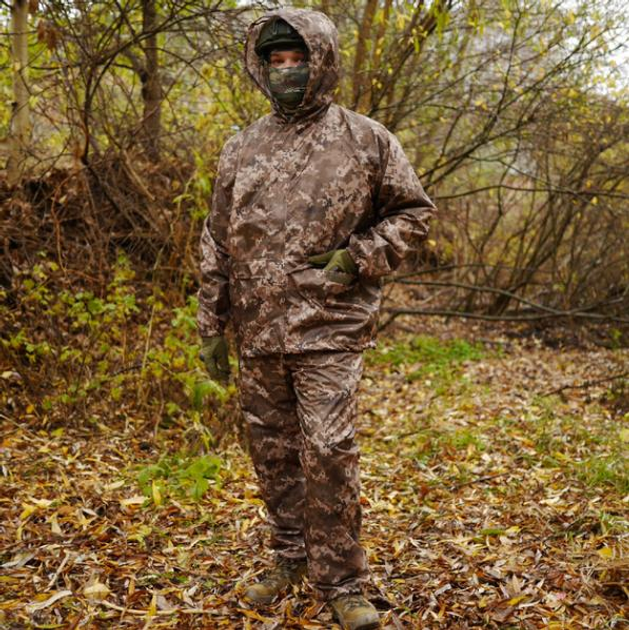 Тактический водозащитный дождевик костюм комплект куртка и брюки с чехлом размер 2XL пиксель - изображение 1